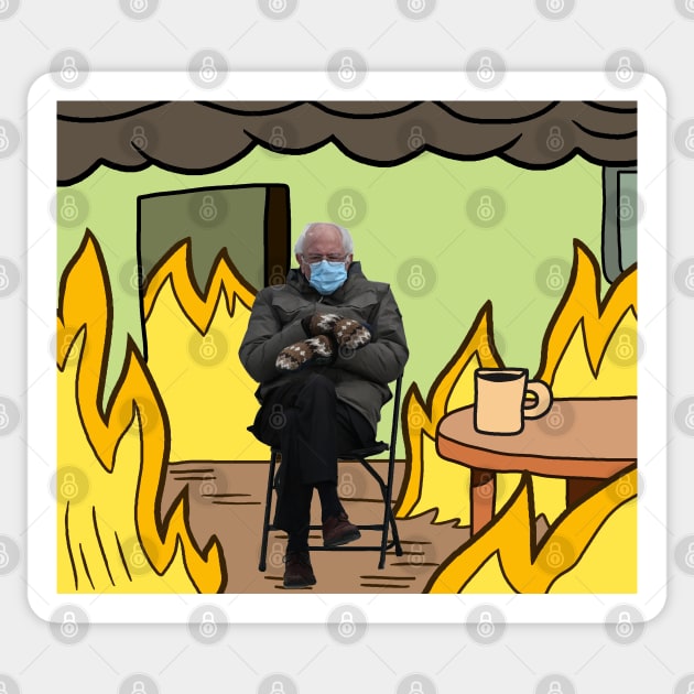 Bernie Sanders This is Fine Meme Sticker by valentinahramov